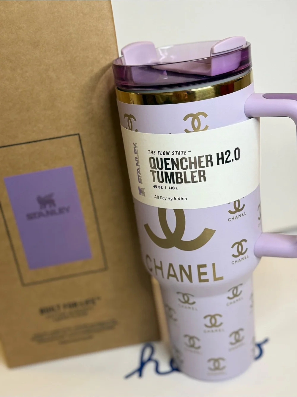 Stanley Lavender Quencher H2.0 Tumbler with Gold Logos - Picture 3 of 3